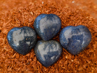 Polished Small Blue Lazulite Hearts x 35 From Madagascar