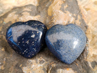 Polished Small Blue Lazulite Hearts x 35 From Madagascar