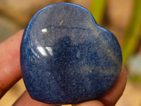 Polished Small Blue Lazulite Hearts x 35 From Madagascar