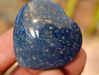 Polished Small Blue Lazulite Hearts x 35 From Madagascar