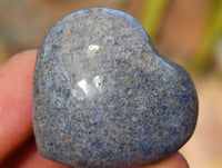 Polished Small Blue Lazulite Hearts x 35 From Madagascar