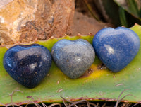 Polished Small Blue Lazulite Hearts x 35 From Madagascar