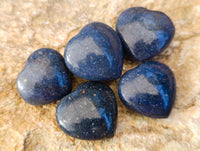 Polished Small Blue Lazulite Hearts x 35 From Madagascar