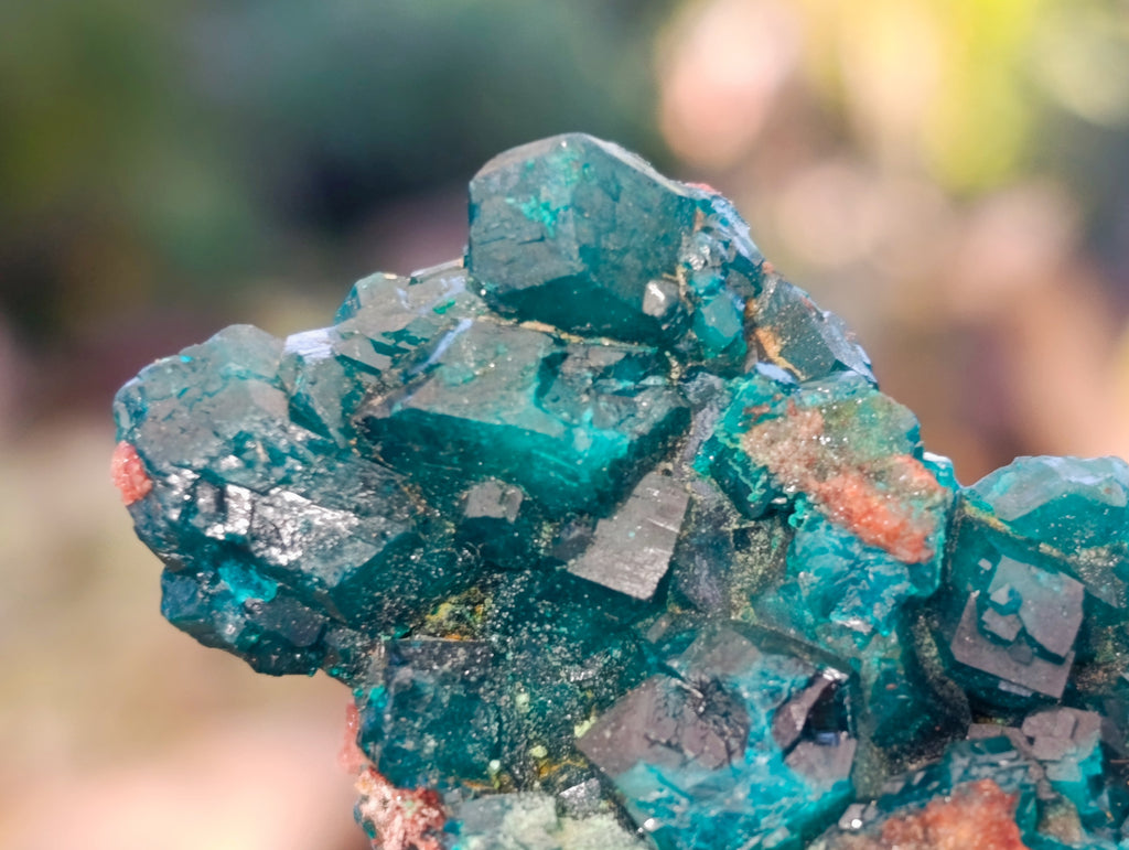 Natural Dioptase On Dolomite with Malachite Specimens x 2 From Likasi, Congo - Toprock Gemstones and Minerals 