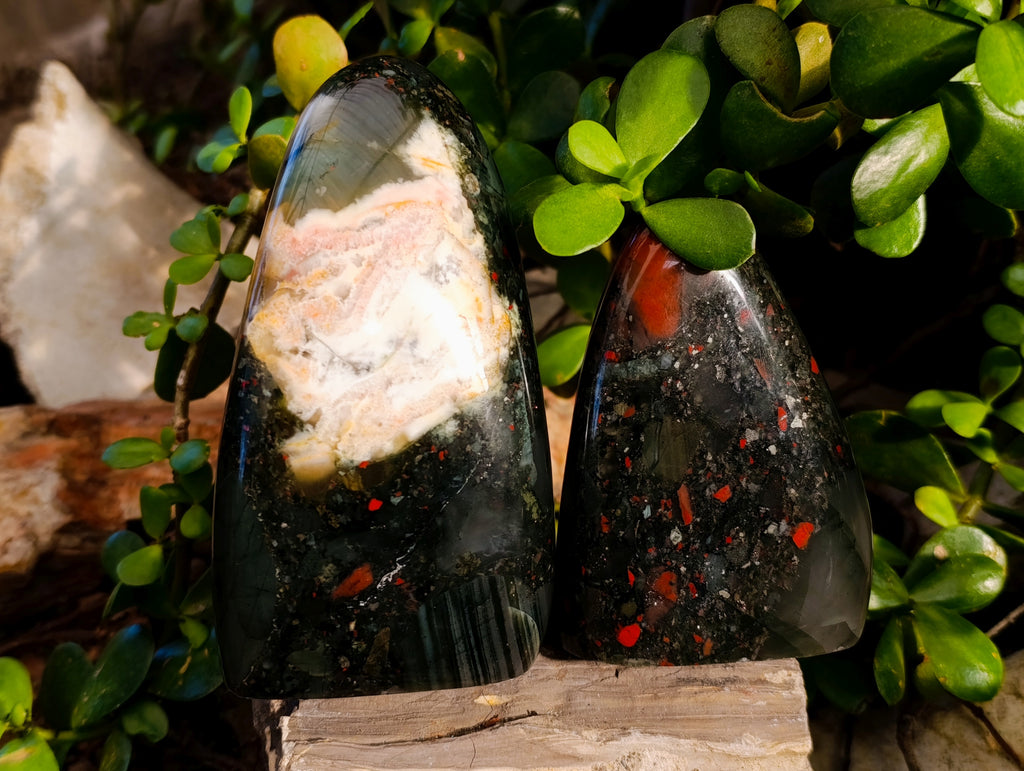 Polished Bloodstone Standing Free Forms x 2 From Swaziland - Toprock Gemstones and Minerals 