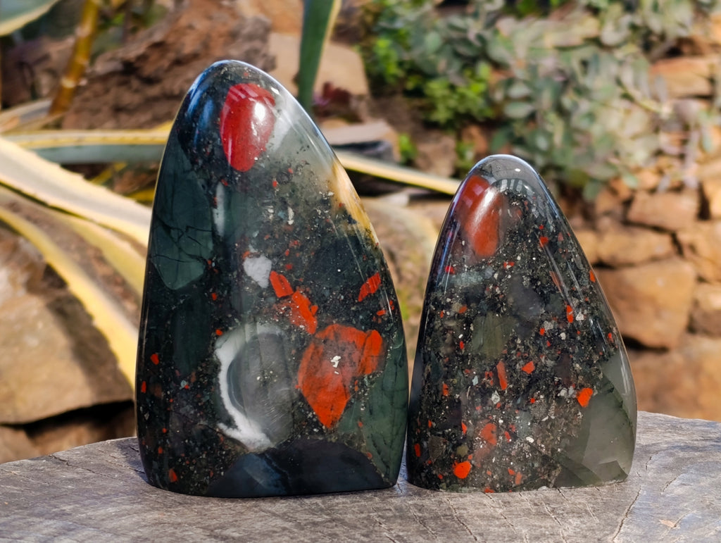 Polished Bloodstone Standing Free Forms x 2 From Swaziland - Toprock Gemstones and Minerals 