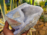 Natural Blue Lace Agate Geode Specimens x 2 From Nsanje, Malawi