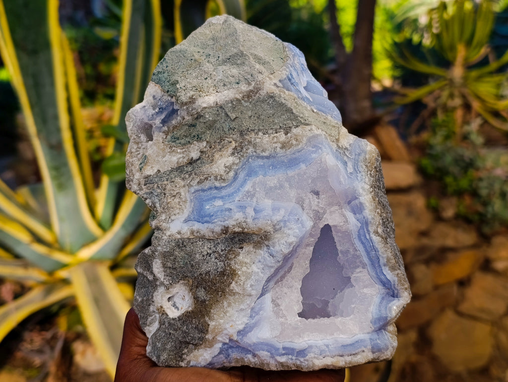 Natural Blue Lace Agate Geode Specimens x 2 From Nsanje, Malawi - Toprock Gemstones and Minerals 