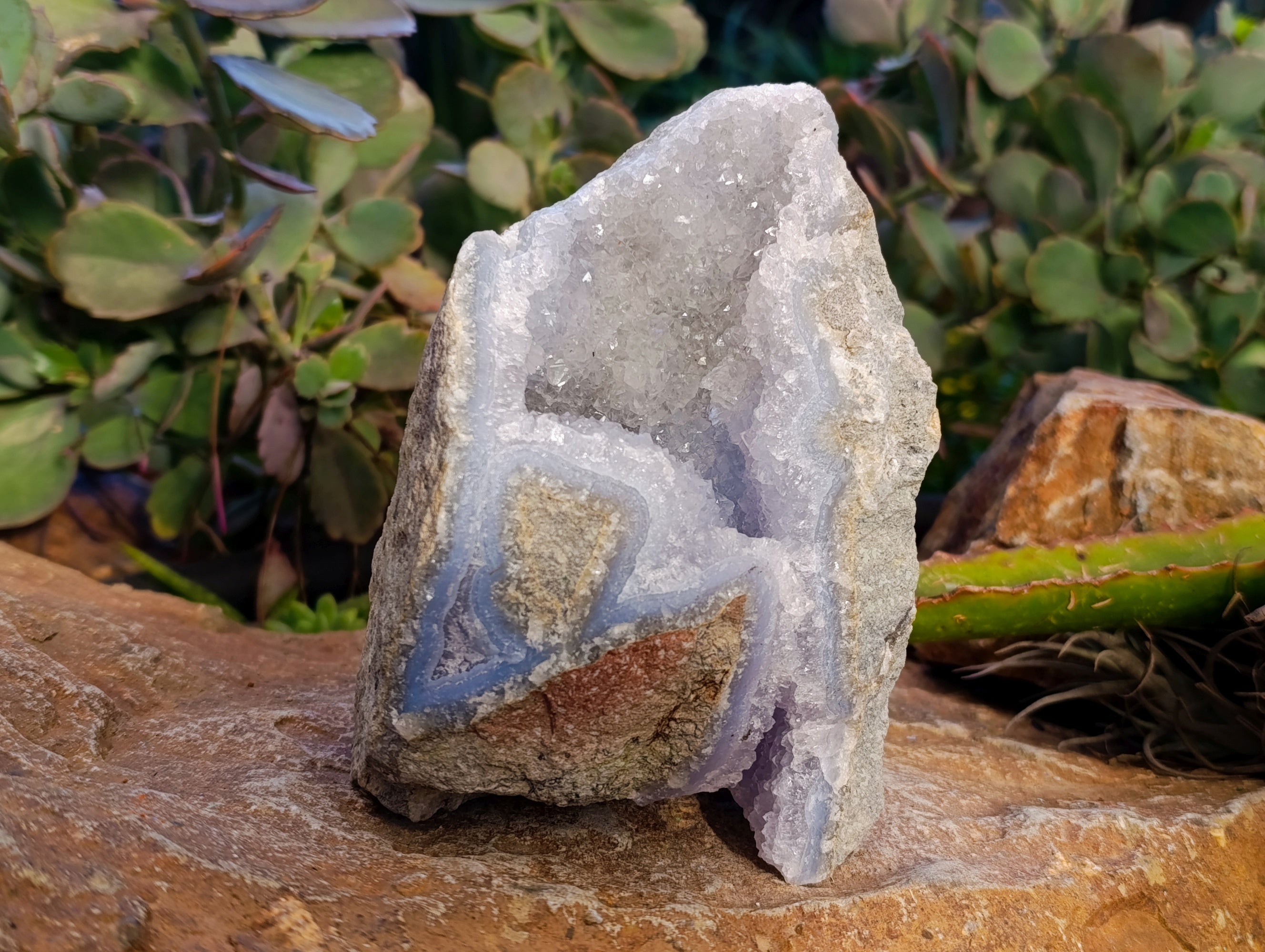 Natural Blue Lace Agate Geode Specimens x 2 From Nsanje, Malawi - Toprock Gemstones and Minerals 