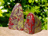Polished Dragon Bloodstone Standing Free Forms x 3 From South Africa - Toprock Gemstones and Minerals 