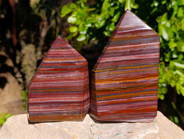 Polished Banded Tiger Iron Points x 2 From Northern Cape, South Africa