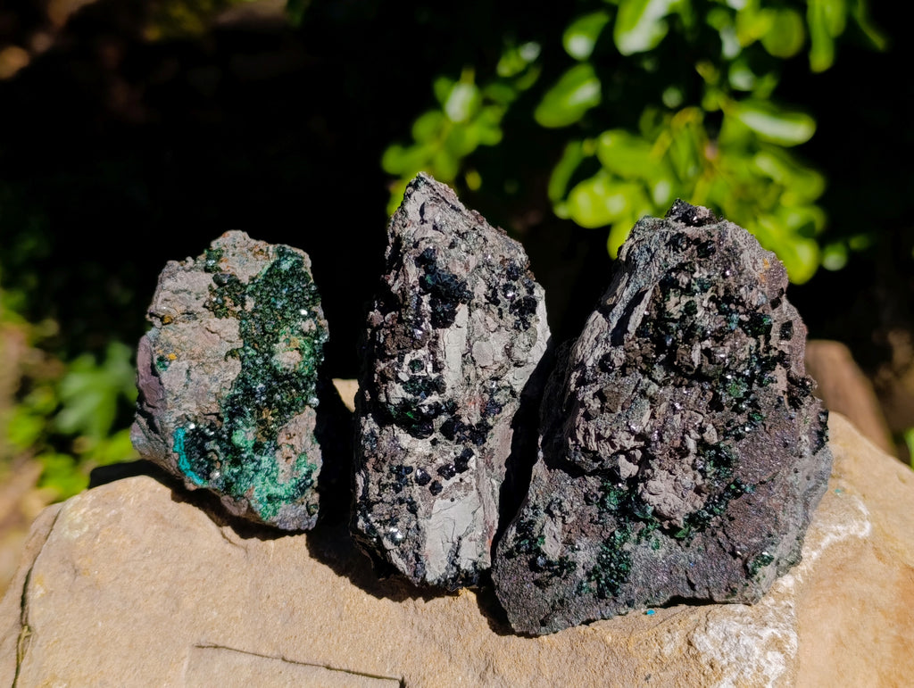 Natural Libethenite Crystals On Dolomite Matrix Specimens x 6 From Shituru, Congo - Toprock Gemstones and Minerals 