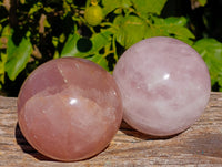 Polished Rose Quartz Spheres x 2 Ambatondrazaka, Madagascar