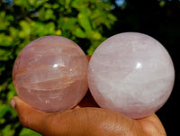 Polished Rose Quartz Spheres x 2 Ambatondrazaka, Madagascar