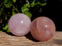 Polished Rose Quartz Spheres x 2 Ambatondrazaka, Madagascar