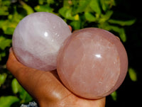 Polished Rose Quartz Spheres x 2 Ambatondrazaka, Madagascar