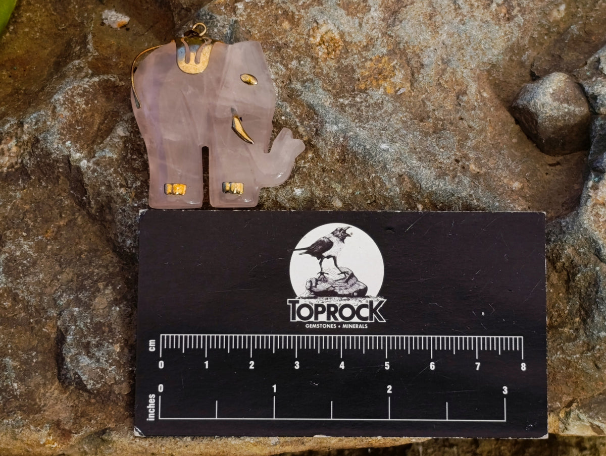 Hand Made Rose Quartz Elephant Pendants - sold per item - From Namibia - Toprock Gemstones and Minerals 