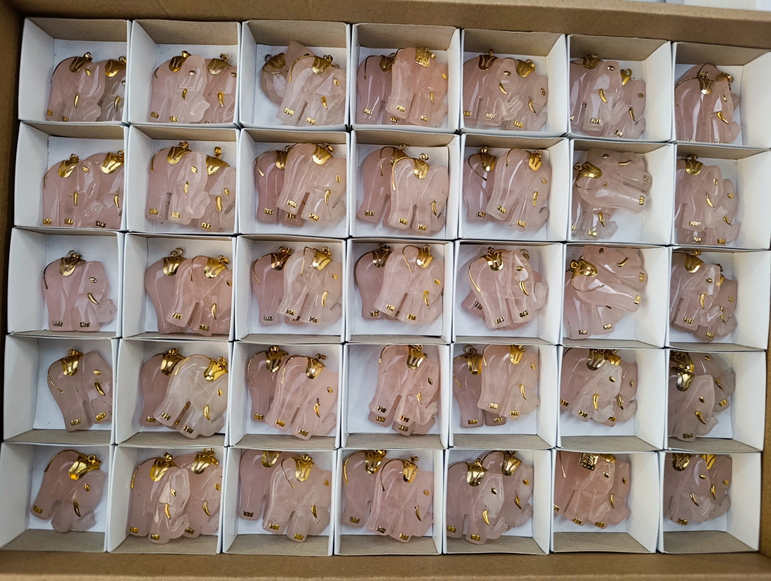 Hand Made Rose Quartz Elephant Pendants - sold per item - From Namibia - Toprock Gemstones and Minerals 