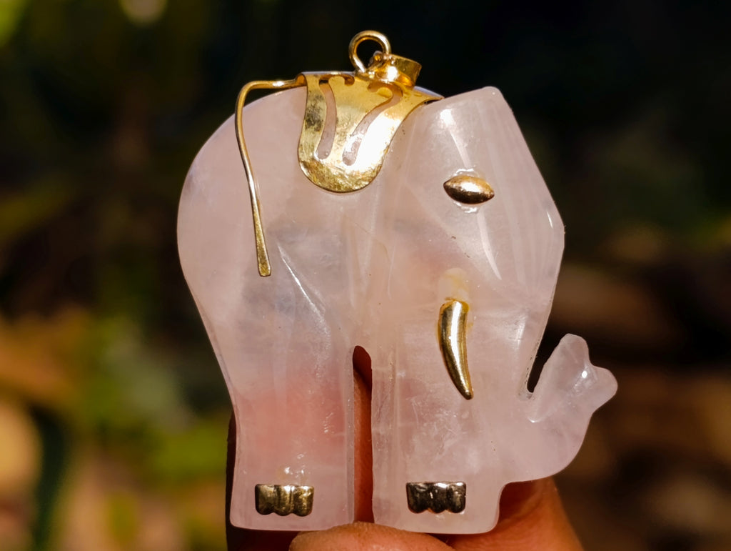 Hand Made Rose Quartz Elephant Pendants - sold per item - From Namibia - Toprock Gemstones and Minerals 