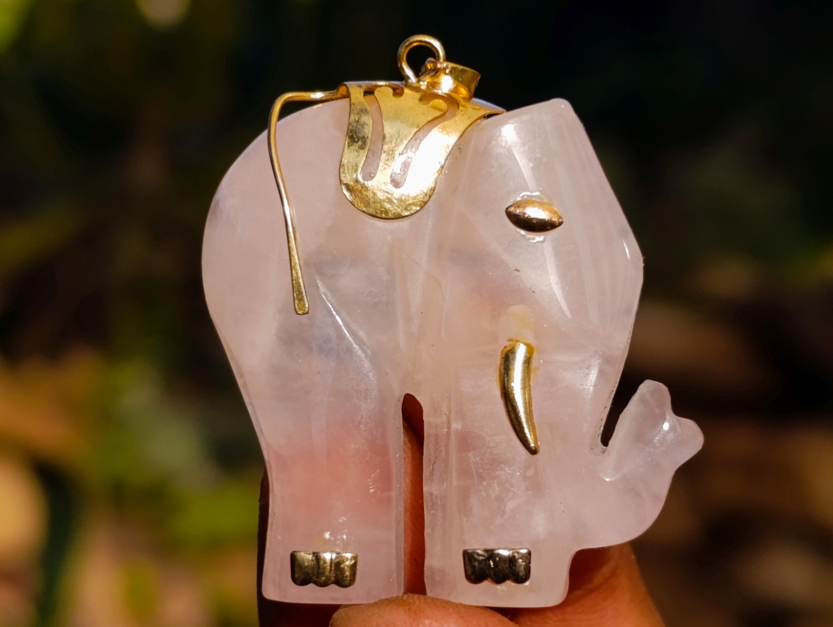 Hand Made Rose Quartz Elephant Pendants - sold per item - From Namibia - Toprock Gemstones and Minerals 