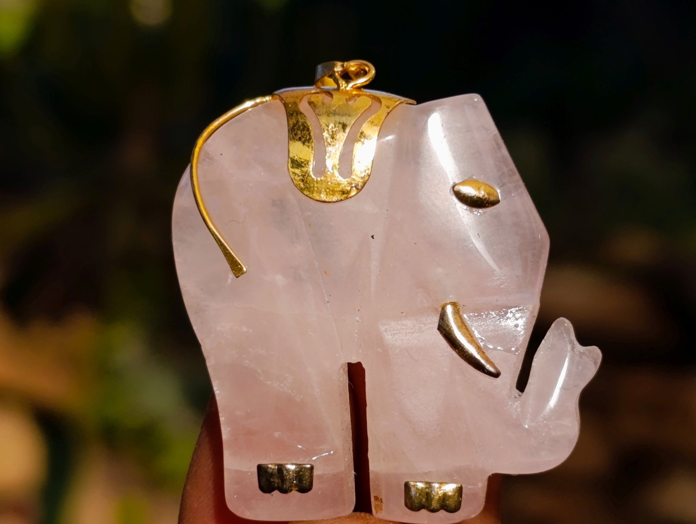 Hand Made Rose Quartz Elephant Pendants - sold per item - From Namibia - Toprock Gemstones and Minerals 
