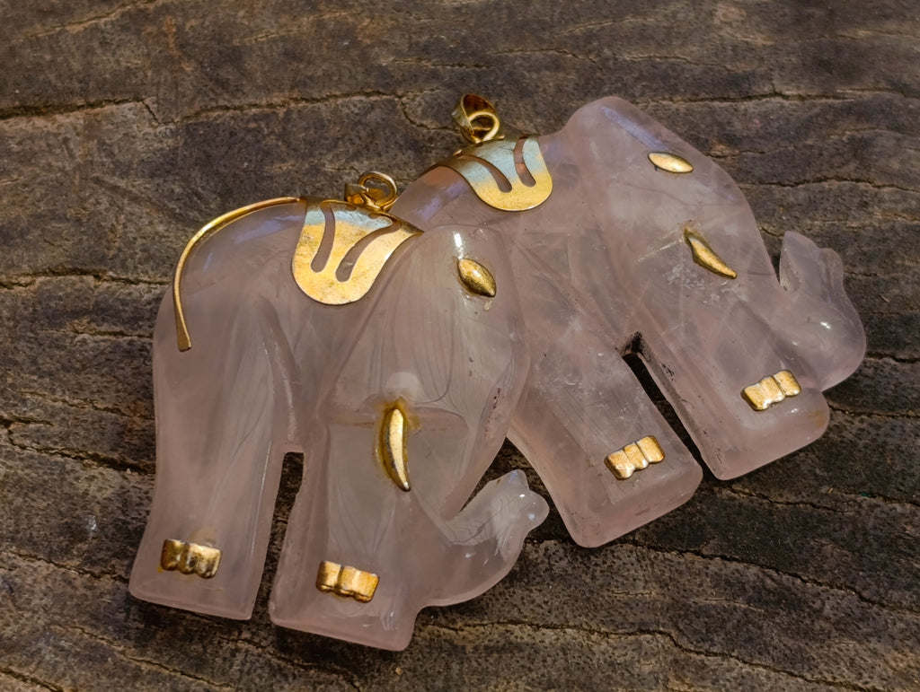 Hand Made Rose Quartz Elephant Pendants - sold per item - From Namibia - Toprock Gemstones and Minerals 