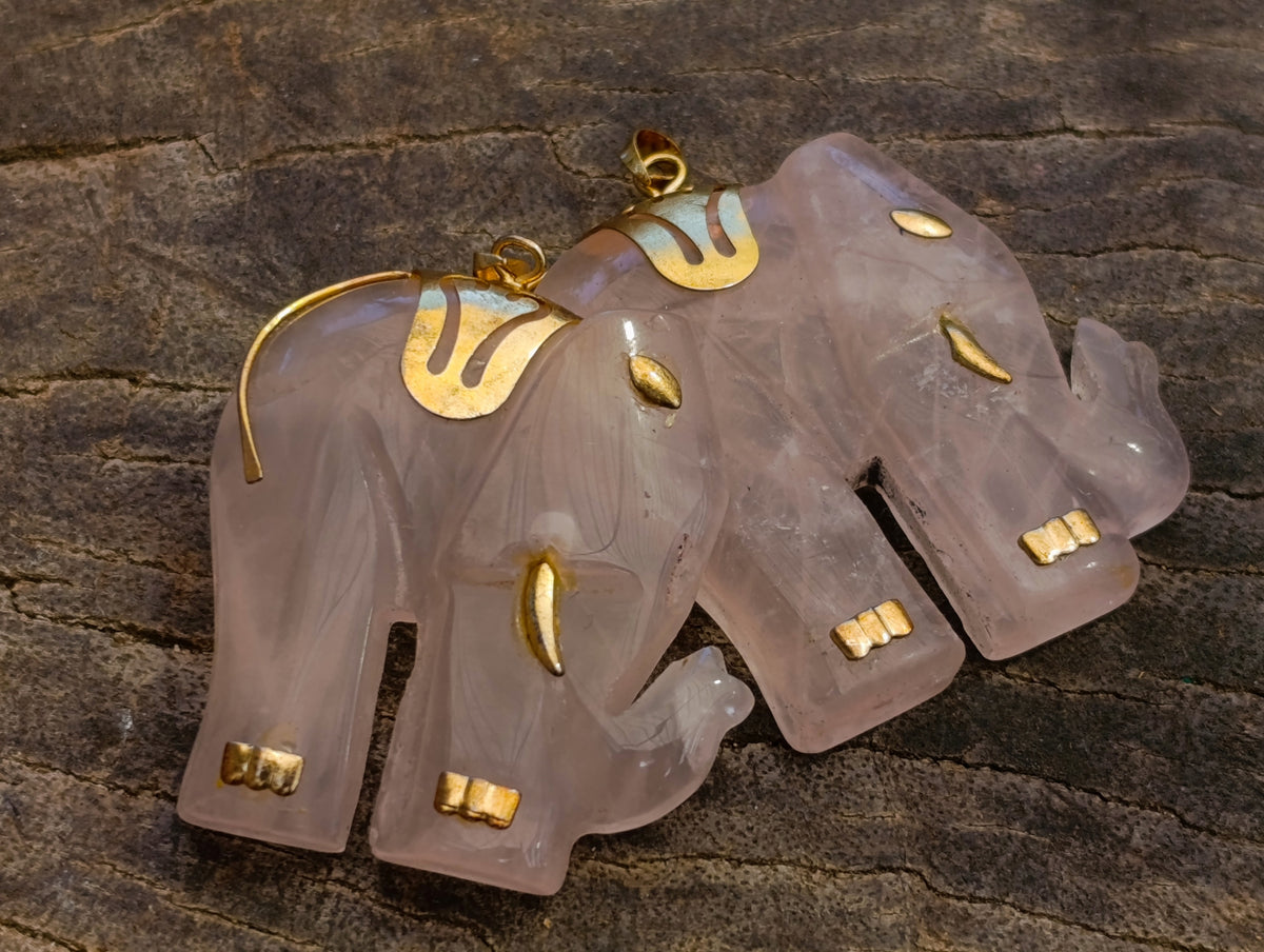 Hand Made Rose Quartz Elephant Pendants - sold per item - From Namibia - Toprock Gemstones and Minerals 