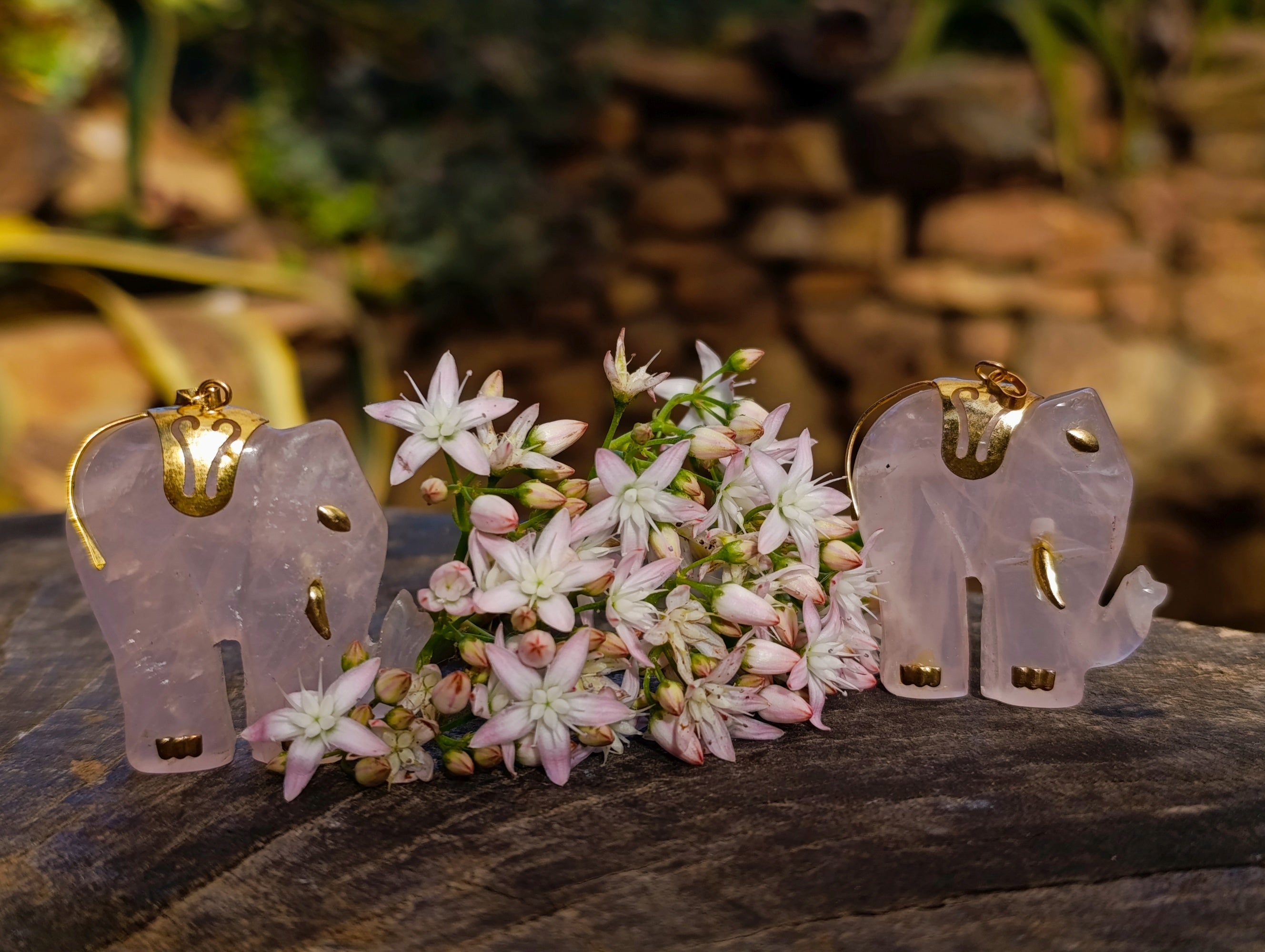 Hand Made Rose Quartz Elephant Pendants - sold per item - From Namibia - Toprock Gemstones and Minerals 
