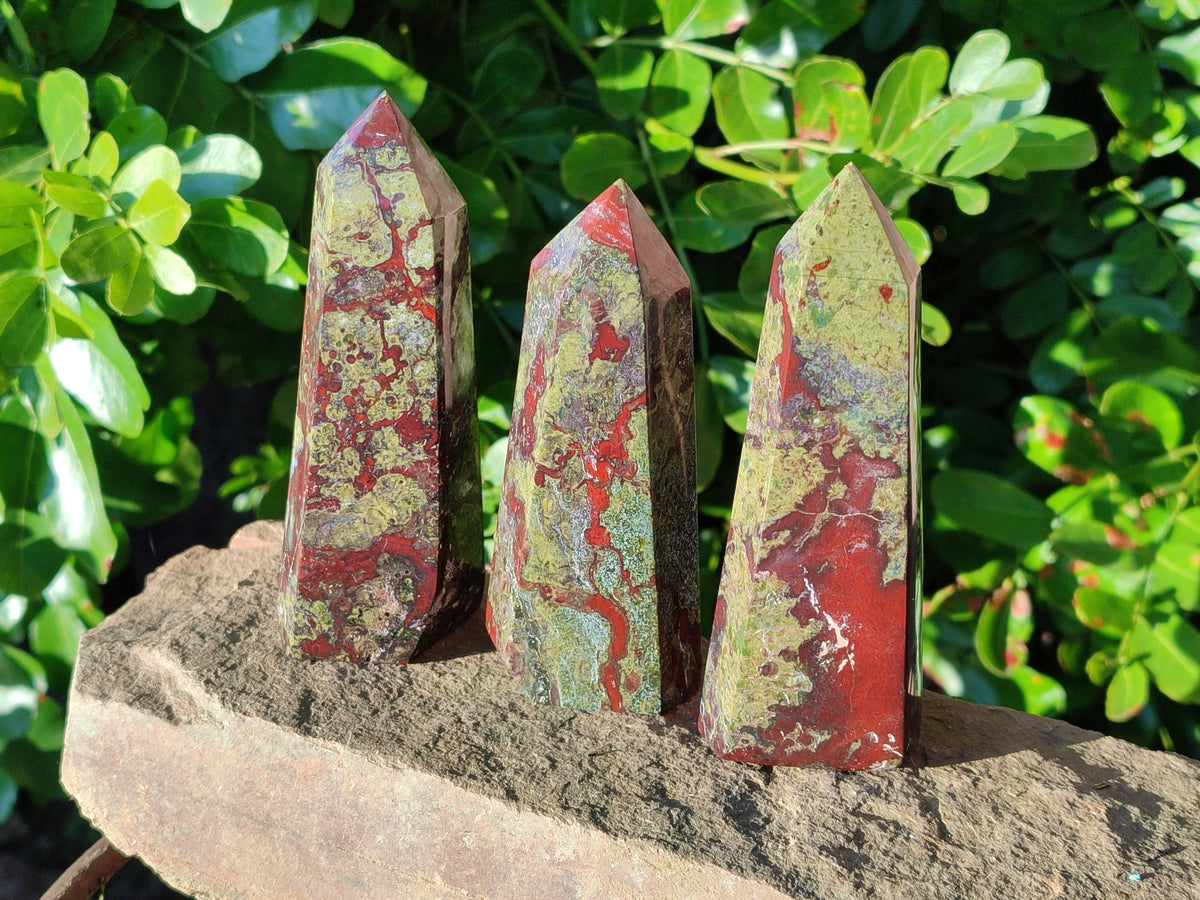 Polished Bloodstone Points x 3 From Swaziland - Toprock Gemstones and Minerals 