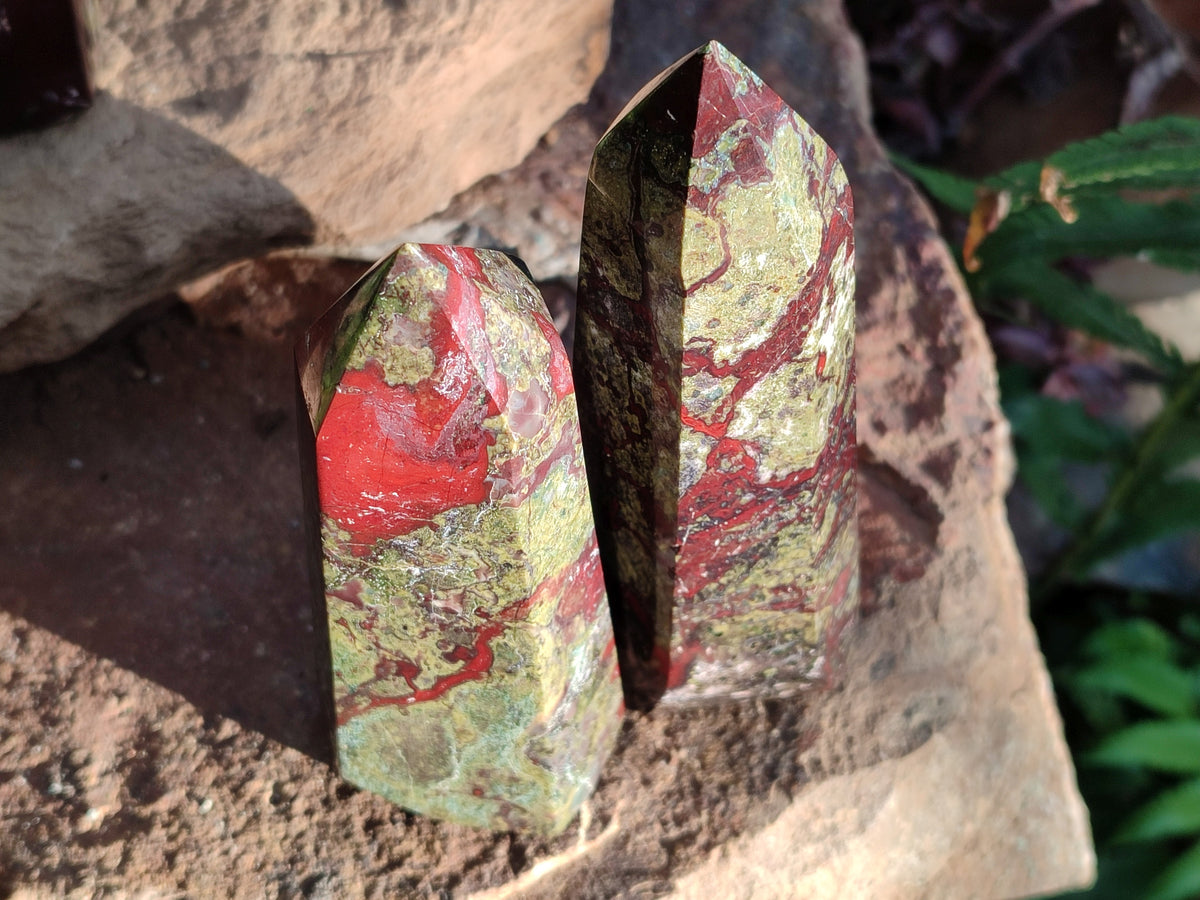 Polished Bloodstone Points x 3 From Swaziland - Toprock Gemstones and Minerals 