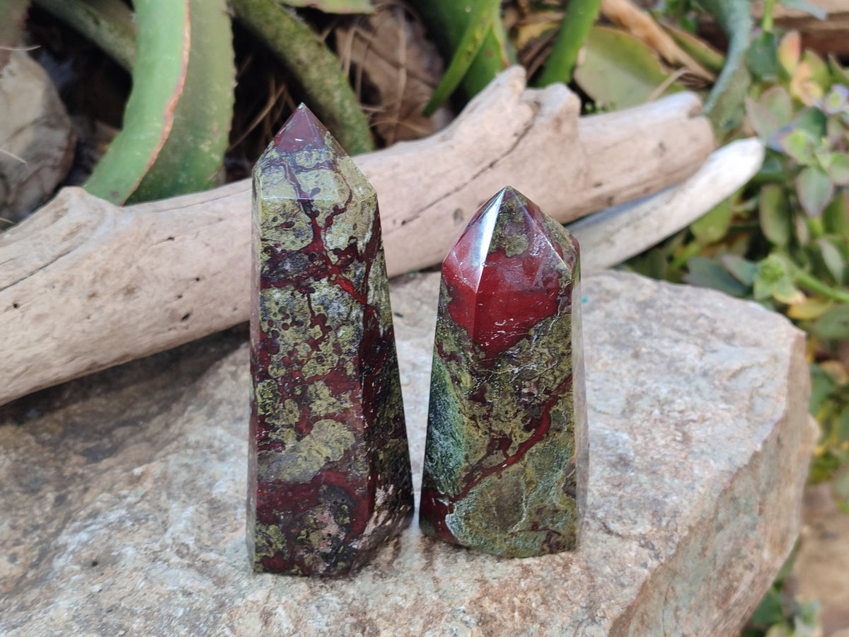 Polished Bloodstone Points x 3 From Swaziland - Toprock Gemstones and Minerals 