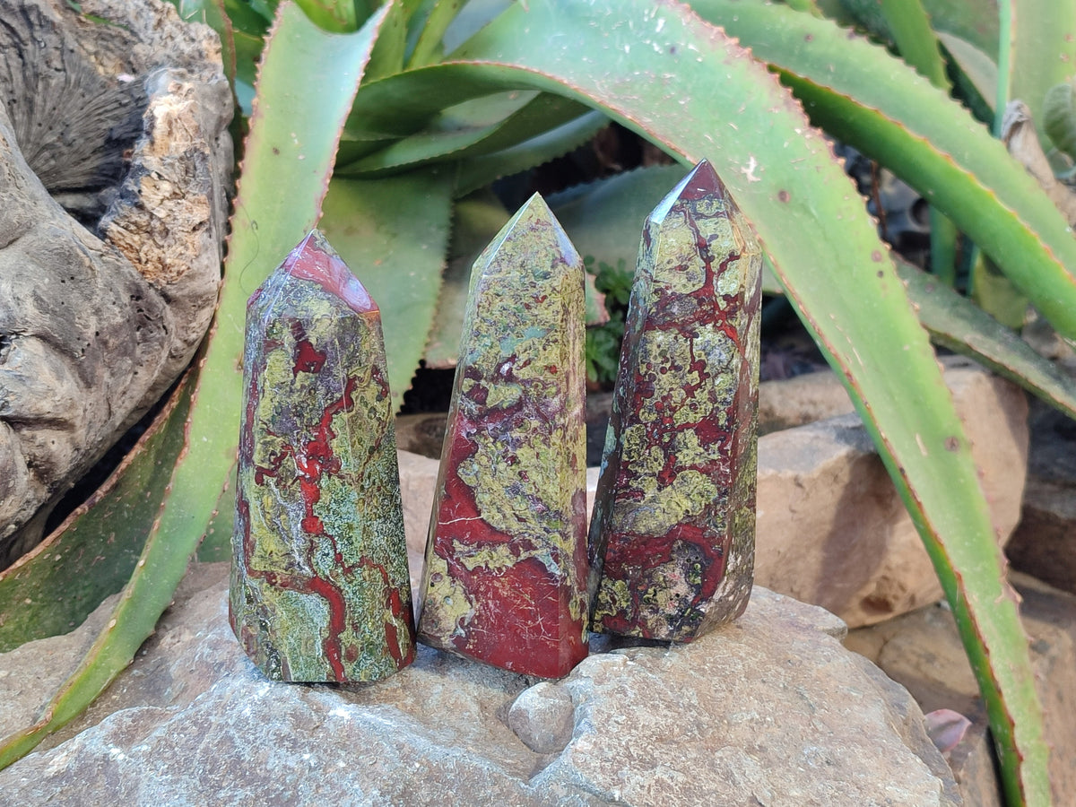 Polished Bloodstone Points x 3 From Swaziland - Toprock Gemstones and Minerals 