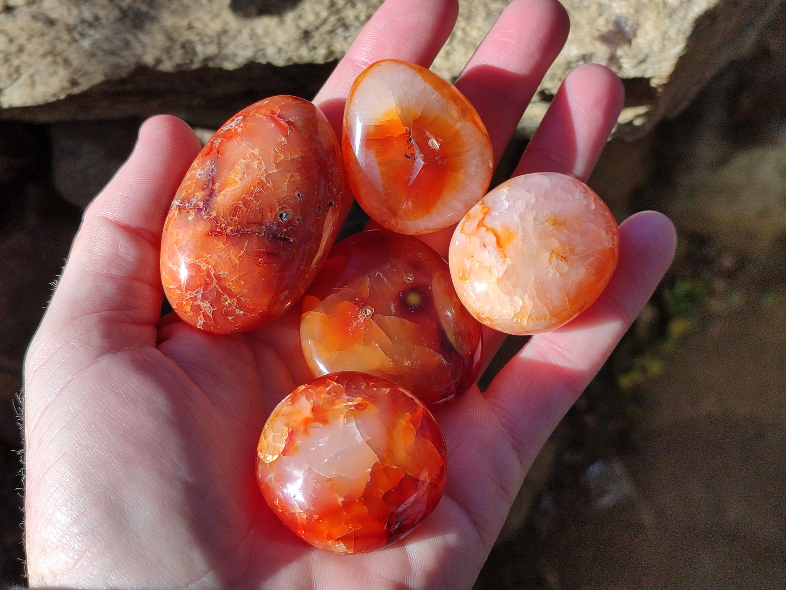 Polished Carnelian Palm Stones x 24 From Madagascar - Toprock Gemstones and Minerals 