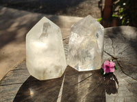 Polished Clear Rainbow Veil Quartz Crystals x 2 From Madagascar - Toprock Gemstones and Minerals 
