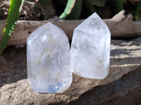 Polished Clear Rainbow Veil Quartz Crystals x 2 From Madagascar - Toprock Gemstones and Minerals 