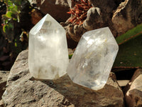 Polished Clear Rainbow Veil Quartz Crystals x 2 From Madagascar - Toprock Gemstones and Minerals 