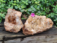 Natural Golden Limonite Quartz Clusters x 2 From Solwezi, Zambia - Toprock Gemstones and Minerals 