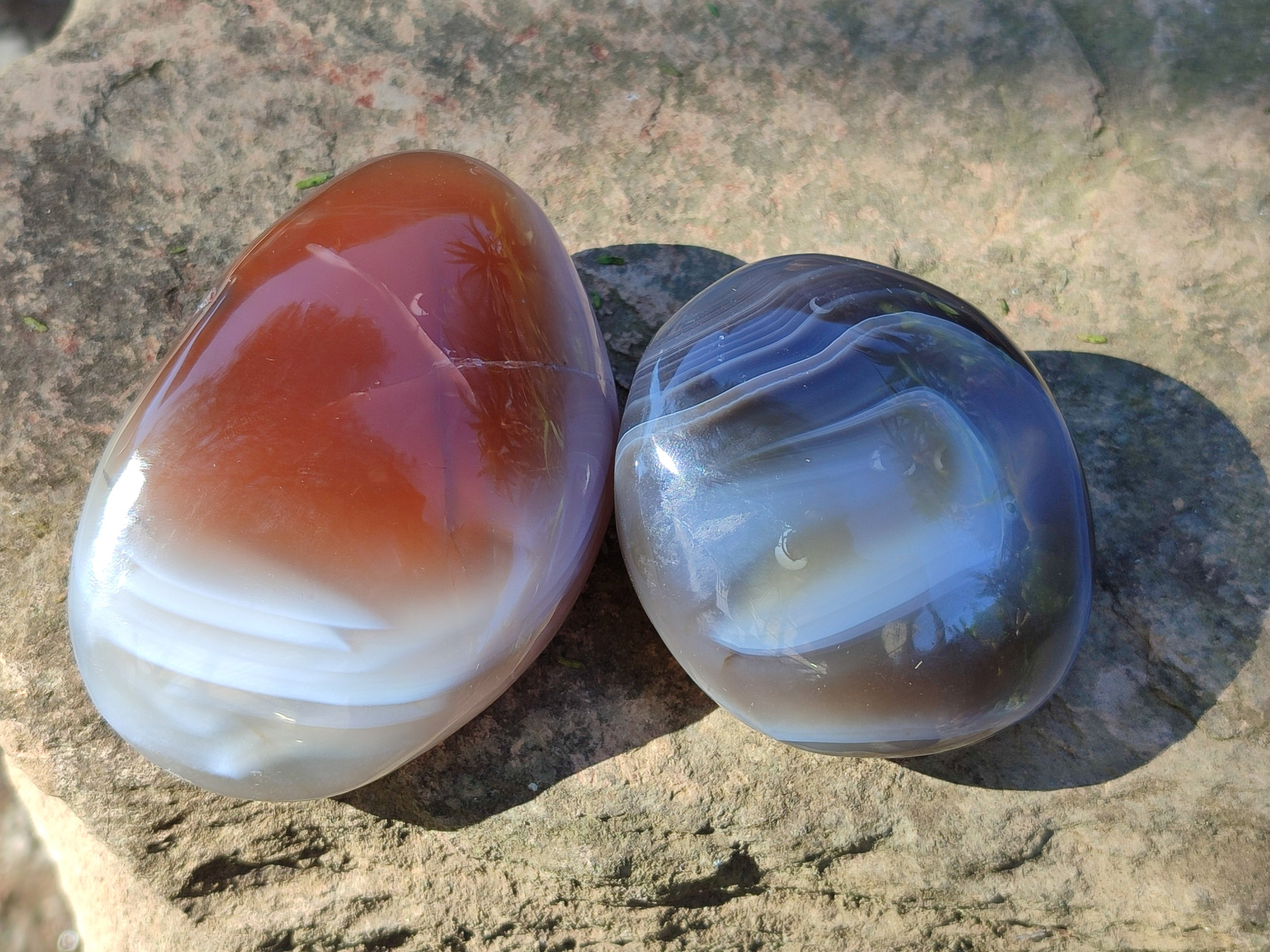 Polished Red Sashe River Agate Palm Stones x 6 From Zimbabwe - Toprock Gemstones and Minerals 
