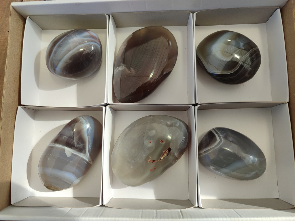 Polished Red Sashe River Agate Palm Stones x 6 From Zimbabwe - Toprock Gemstones and Minerals 