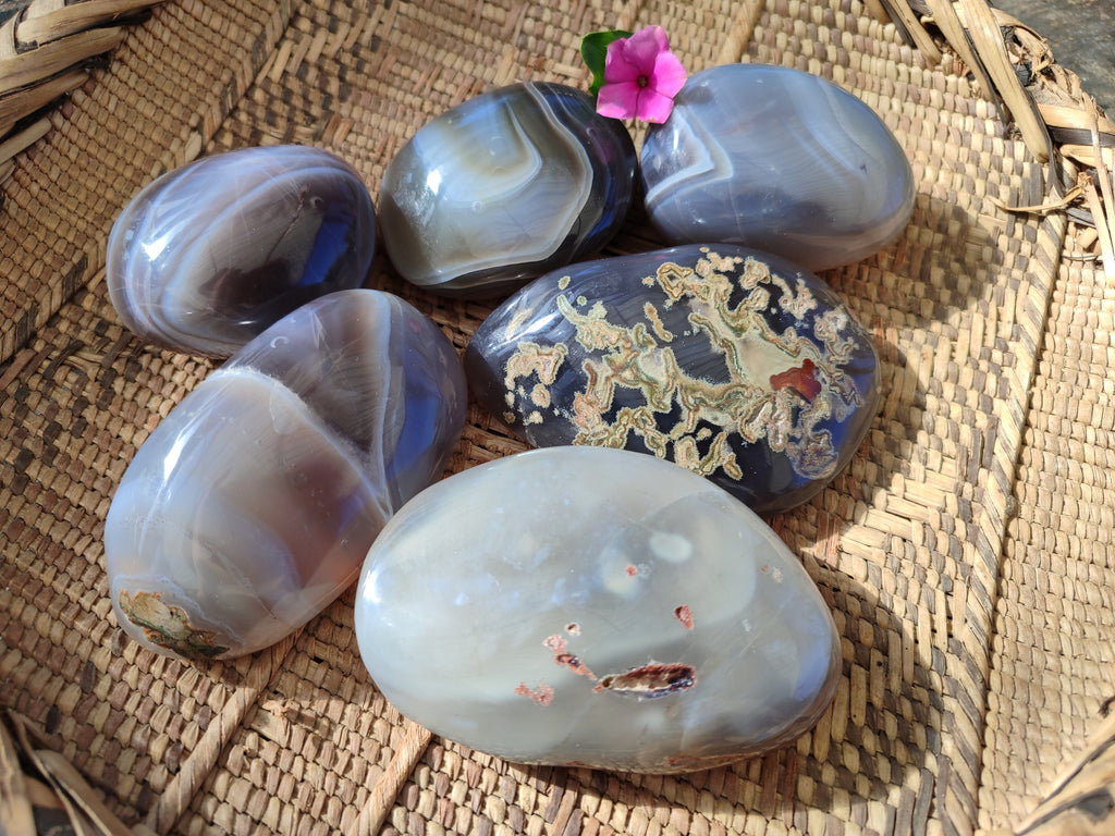 Polished Red Sashe River Agate Palm Stones x 6 From Zimbabwe - Toprock Gemstones and Minerals 