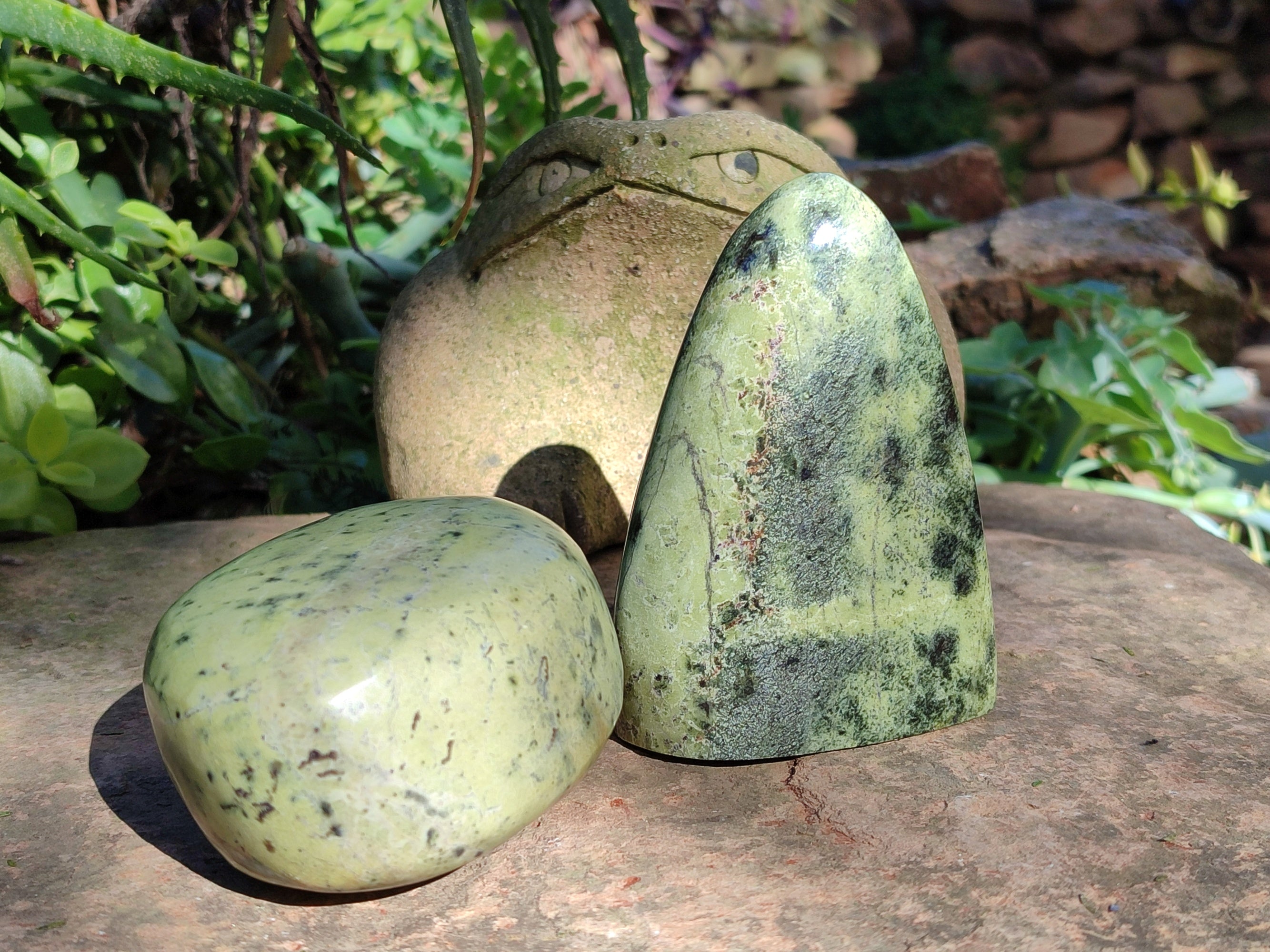 Polished Leopard Stone Standing Free Forms x 4 From Nyanga, Zimbabwe - Toprock Gemstones and Minerals 