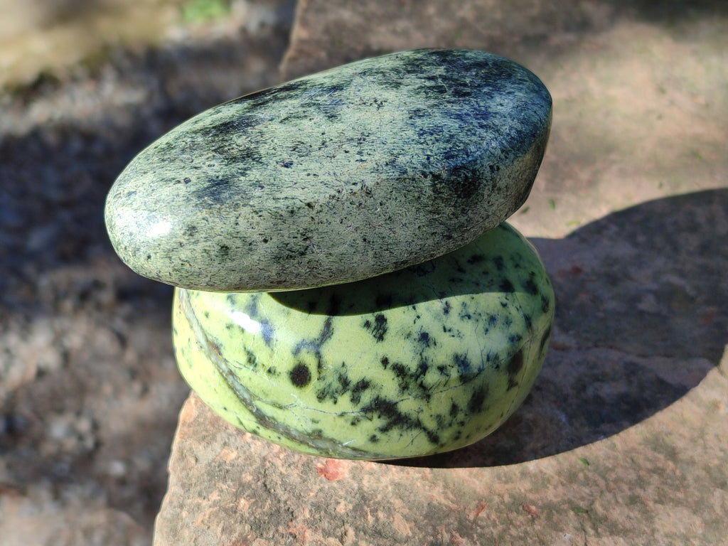 Polished Leopard Stone Standing Free Forms x 4 From Nyanga, Zimbabwe - Toprock Gemstones and Minerals 