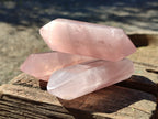 Polished Double Terminated Rose Quartz Points x 6 From Ambatondrazaka, Madagascar - Toprock Gemstones and Minerals 