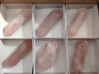 Polished Double Terminated Rose Quartz Points x 6 From Ambatondrazaka, Madagascar - Toprock Gemstones and Minerals 