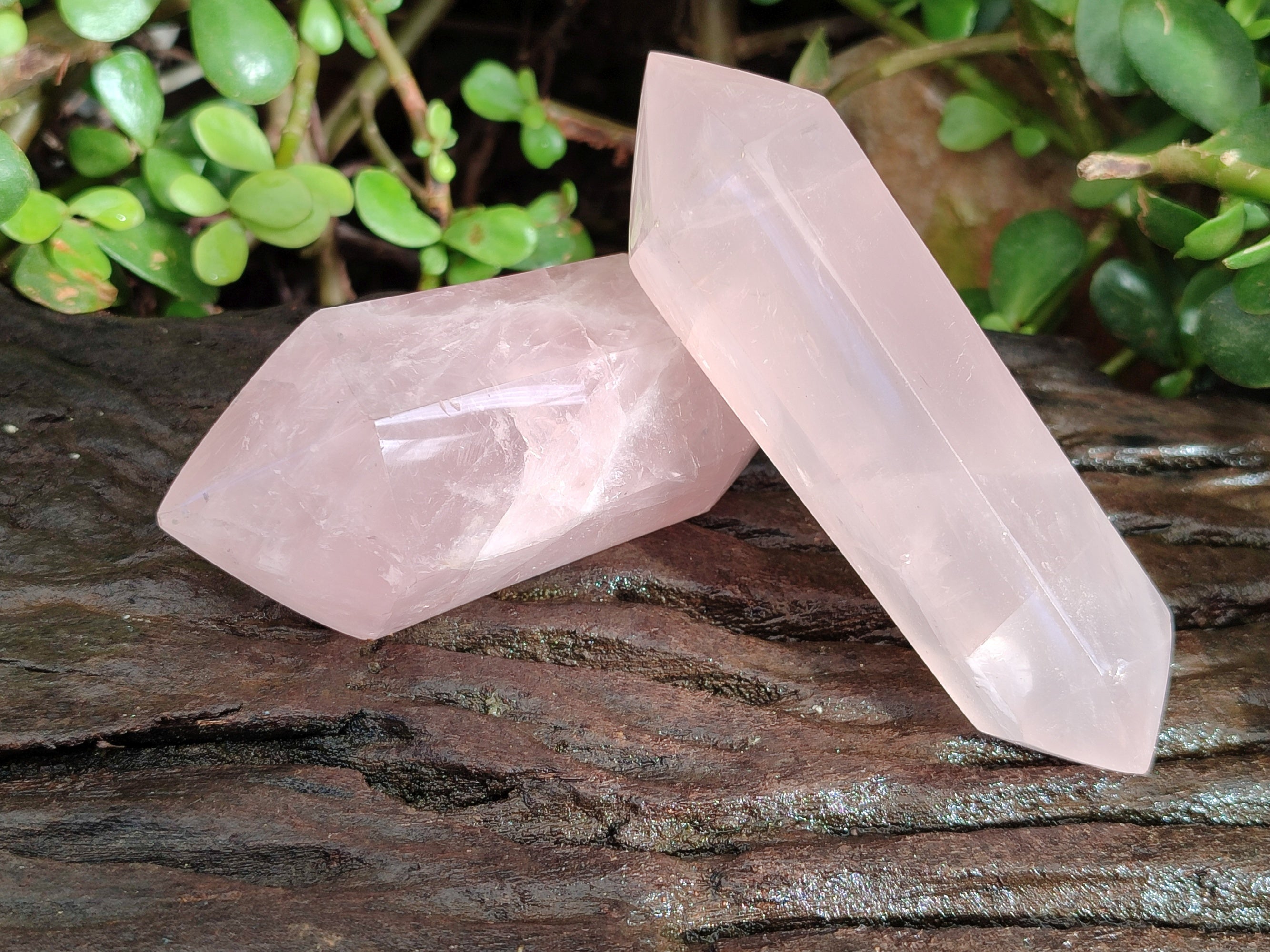 Polished Double Terminated Rose Quartz Points x 6 From Ambatondrazaka, Madagascar - Toprock Gemstones and Minerals 