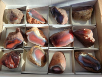 Polished On One Side Red Sashe River Agate Nodules x 12 From Zimbabwe - Toprock Gemstones and Minerals 