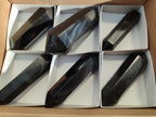 Polished Black Basalt Double Terminated Points x 6 From Antsirabe, Madagascar - Toprock Gemstones and Minerals 
