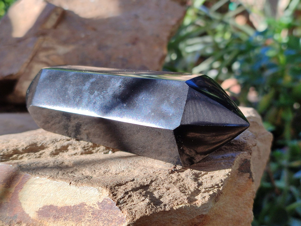 Polished Black Basalt Double Terminated Points x 6 From Antsirabe, Madagascar - Toprock Gemstones and Minerals 