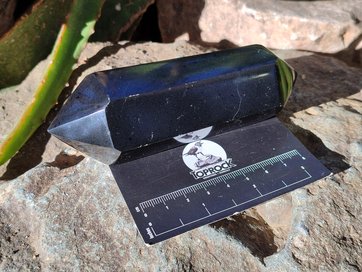 Polished Black Basalt Double Terminated Points x 6 From Antsirabe, Madagascar - Toprock Gemstones and Minerals 