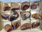 Polished On One Side Red Sashe River Agate Nodules x 12 From Zimbabwe - Toprock Gemstones and Minerals 